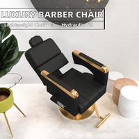 Fauteuil de Barbier Professionnel de Luxe Inclinable Hydraulique en Cuir PU, Mobilier de Salon avec Éponge Épaisse pour Usage Commercial et Scolaire