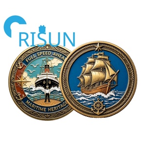 Monedas <span class=keywords><strong>de</strong></span> desafío inspiradoras y motivacionales náuticas con ancla <span class=keywords><strong>de</strong></span> velero y símbolo <span class=keywords><strong>de</strong></span> fuerza <span class=keywords><strong>de</strong></span> marinero, personalizadas al por mayor - Product Image 6