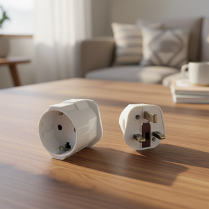 Adaptador de Viaje de 13A de la UE a Reino Unido, Adaptador de Enchufe Europeo a Británico de 2 a 3 Pines, Convertidor Británico con Certificación BS1363, Color Blanco - Product Image 1