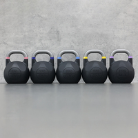 Kettlebell de compétition SMARTFIT en fonte avec finition peinture poudrée, poignée à code couleur facile à distinguer, ensemble avec logo personnalisé