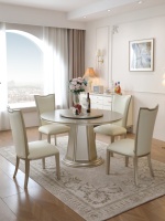 Table à manger ronde en bois massif américain, style champagne, pour villa, 6 et 8 places, avec plateau tournant, table de restaurant européenne de luxe