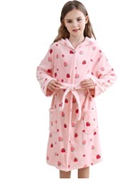 Peignoir à capuche en polaire pour filles, doux et écologique, col mandarin, motif licorne, avec poches boutonnées, excellent cadeau, confortable pour l'hiver, vente en gros