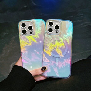 เคส iPhone 16 15 14 ลายขนนกโฮโลแกรม ดีไซน์แม่เหล็ก TPU น่ารัก บาง กันกระแทก ป้องกันอย่างดี ทันสมัย นุ่ม สไตล์ INS - Product Image 3