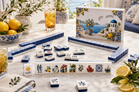 Ubin Mahjong Amerika Musim Panas Mediterania Mewah Modern Tema Lemon Zaitun Keramik Biru Hadiah Keluarga Klub Grosir OEM ODM