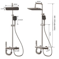 TikTok Système de douche de salle de bain mural populaire LED Affichage numérique Baignoire Bidet Robinet Pluie Spray Ensemble de douche en laiton