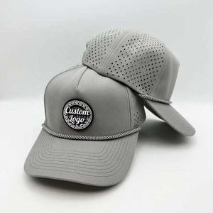 Wholesale Hat Cap Laser Cut Hole 5 Panel Waterproof Gorras Men Rope Cap Custom Silicone Rubber Patch Logo <b>Running</b> Golf Hat - Product Image 6