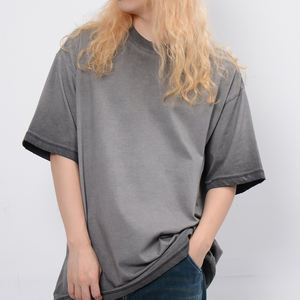 T-shirt da uomo Vintage oversize T-shirt Casual a maniche corte stile 275g colore contrario - Product Image 4