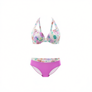 Set bikini con stampa floreale, reggiseno push up, slip a vita alta, taglia 42 44 46 48, costume da bagno multicolore SQ66593 - Product Image 2