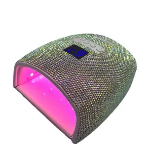 Bling rhinestone battery charging cordless nail lamp 48w rechargeable Crystal Uv Led Nail Lamp Nail Salon Equipment