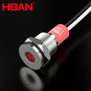 HBGQ10T-D/Y/S thiết bị chỉ thị ánh sáng 10mm đỏ xanh xanh phẳng thiết bị tròn làm việc cảnh báo IP67 đèn tín hiệu với dây - Product Image 3