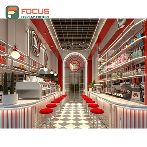 Compact Cafe Service Counter Matte Black Finish Syrup Bottle Display Area Storefront Service Counter - Product Image 3