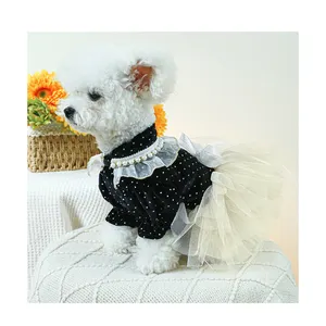 Spring Summer New Dog Clothes and Dresses Pet Supplies Rhinestone Love Skirt Dog Apparel Pet Clothing