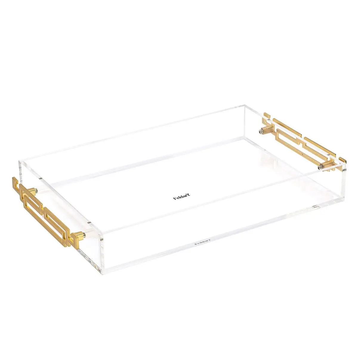 Gold Acrylic Judaica Products Tray Custom Acrylic Lucite Clear Serving Trays With Handles