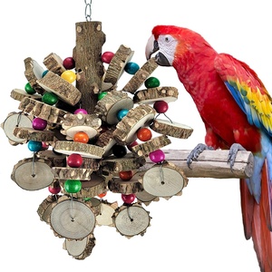 Prickly Ash Wood Bird Chewing <strong>Toy</strong> Hanging Wooden Climbing Perch for Macaw, <strong>Grey</strong> <strong>Parrot</strong>, Large <strong>Parrot</strong> Cage Supplies - Product Image 1