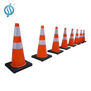 Conos de Seguridad de Tráfico, Base negra con Collar reflectante para <span class=keywords><strong>barrera</strong></span> de carretera, PVC, amarillo, Lima, duradero, 27,5 pulgadas - Product Image 3