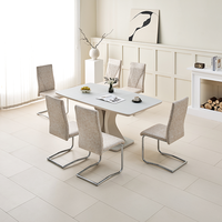 Nordique moderne minimaliste pliable meubles de maison restaurant cuisine blanc céramique marbre table à manger ensemble table et 6 chaises