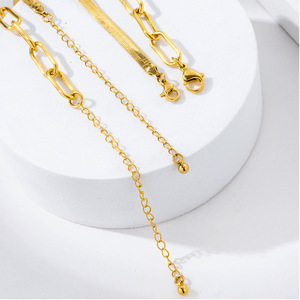 Collar de Cadena Plana Tipo Serpiente, Chapado en Oro de 18K, Joyería de Cobre y Acero Inoxidable con Cadena de Extensión Tanjing - Product Image 4