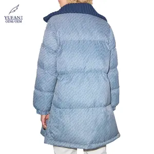 YuFan длинный пуховик для женщин контрастных цветов зимние теплые пальто Женская трикотажная одежда с воротником