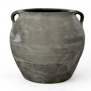 Vase de sol en terre cuite gris antique KAMAL ART CRAFT, double poignée, pot décoratif rustique avec trou de drainage pour la maison, le jardin, l'hôtel - Product Image 1