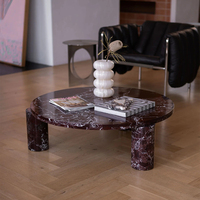 Table basse ronde en marbre Rosa Levanto de Cammy Stone, plateau bas, multifonctionnelle, mobilier de salon de luxe
