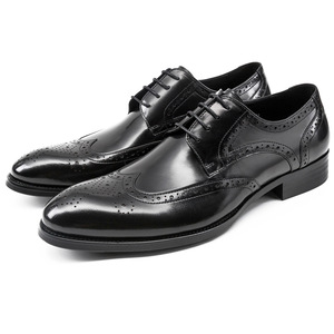 Chaussures habillées en cuir véritable, chaussures Oxford respirantes à bout rond pour les trajets quotidiens - Product Image 1