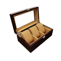 Boîte de rangement pour montres de luxe EVERWIN, boîte à montres 3 places, boîte en bois, boîte de présentation pour montres