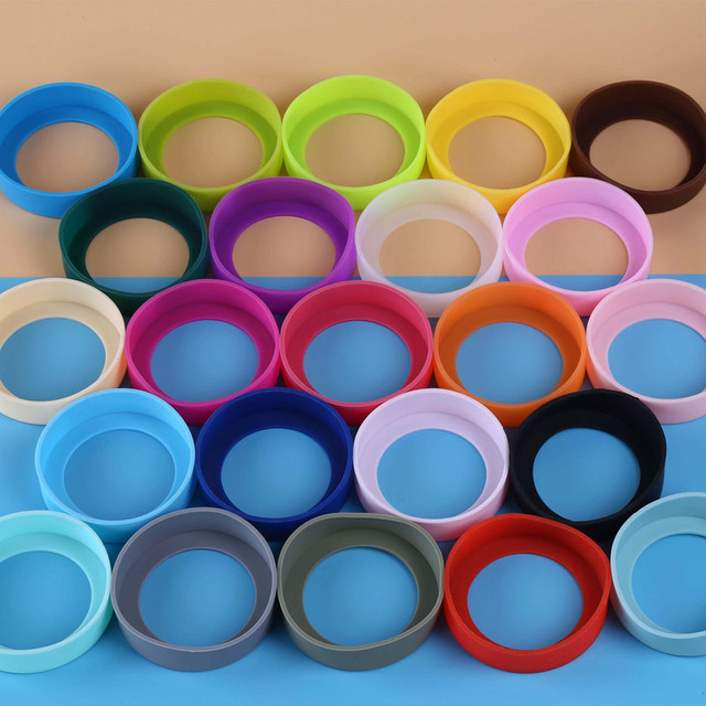 Multi-sized Silicone Cup Sleeves, Insulated Cup Bottom Protective Sleeves, Gaskets, Anti-wear Glass Water Bottle Sleeves
