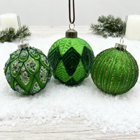 Pendentif boule en verre vert personnalisable, fabriqué à la machine, pour décoration de Noël/de fête, idéal pour la maison et les événements, respectueux de l'environnement