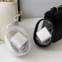 Porte-clés en peluche Labubu avec sangle d'épaule, sac cadeau, 18 cm, 20 cm, PVC transparent, mode, durable, poupée bébé, trois V3, 65 g