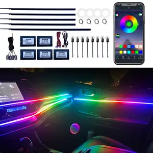 Dynamic Car Interior Neon LED Strip acrilico fibra ottica illuminazione ambientale APP Control Car 22 in 1 Symphony Ambient Light