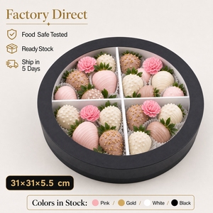 Caja de Regalo Redonda de Cartón para Dulces, con Diseño de Fresas y Chocolate, para Comida para Degustar - Product Image 4