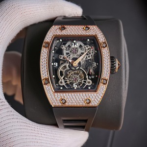 Montre mécanique à remontage manuel unisexe Diamond Carbon 17-01, forme barillet, squelette, tourbillon, <span class=keywords><strong>prestige</strong></span>, soirée, montre-bracelet, chronomètre - Product Image 2
