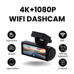 Caméra embarquée 3,2 pouces 4K avec Wifi intégré, contrôle par application, capteur G, enregistrement GPS, vision nocturne WDR, mode stationnement - Product Image 2