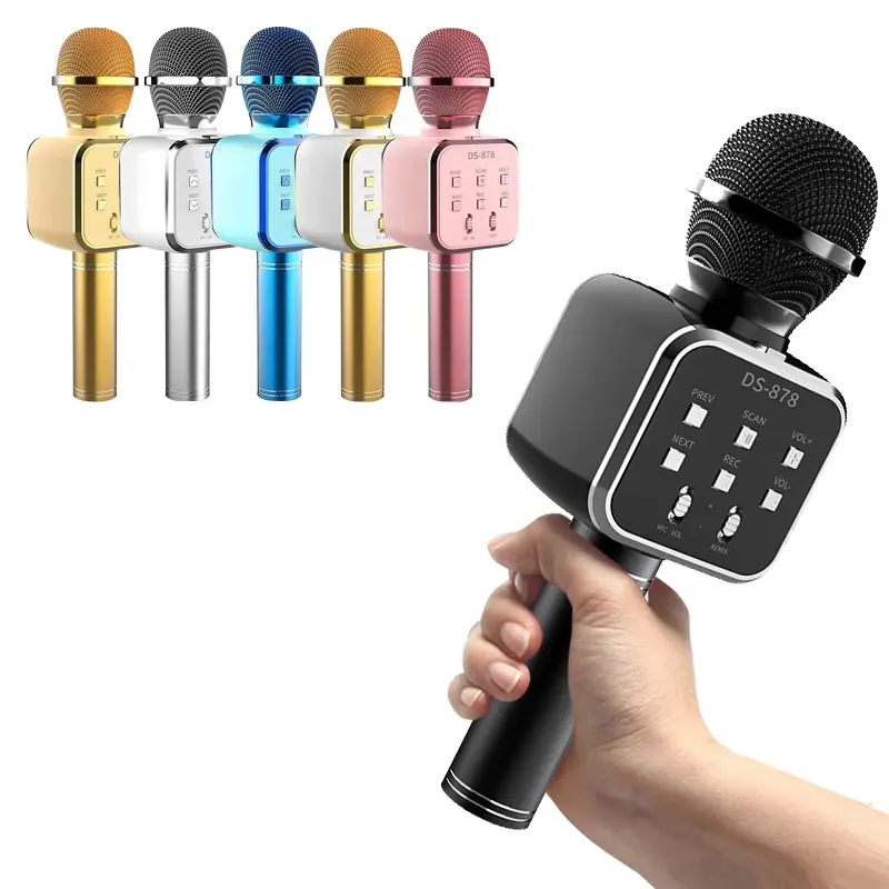 Microphone karaoké sans fil à condensateur DS878, nouveau design portatif, lecteur, enregistreur de chant, micro, chant