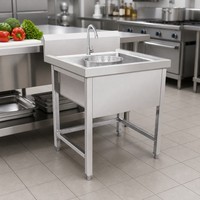 Évier de cuisine moderne en acier inoxydable à cuve unique, à poser sur plan de travail, coins arrondis, auto-nettoyant, finition brossée mate, garantie 3 ans