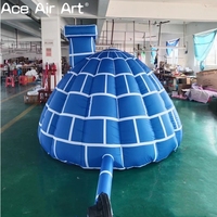 Mignon bleu gonflable Igloo antarctique pingouins grotte hiver gonflable dôme tente pour l'extérieur décor de noël enfants amusant