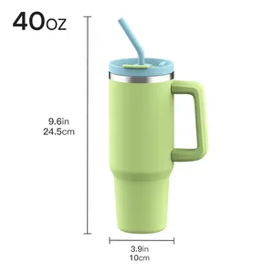 40oz Tumbler With Handle And 2 In 1 Lid Resistant 18/8 Stainless Steel Double Wall Vacuum Insulated Reusable Travel Mug Gift