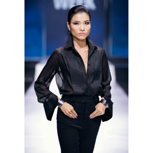 Gran oferta, ropa de mujer, pantalones, cintura alta, etiquetas personalizadas, pantalón acampanado Nina, tela de alta calidad, Enzo, fabricante Original de Vietnam - Product Image 1