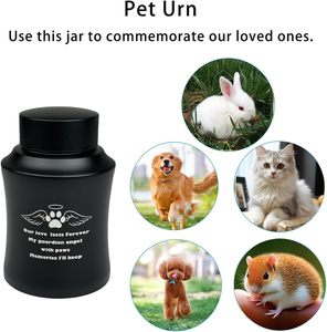 Urne pour cendres de <span class=keywords><strong>chien</strong></span> ou chat de taille moyenne en acier inoxydable, design ailes d'ange et <span class=keywords><strong>empreinte</strong></span> de <span class=keywords><strong>patte</strong></span>, pour cendres d'animaux de compagnie, urne funéraire noire personnalisée - Product Image 3