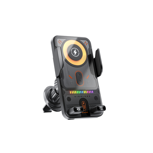 2026 Popular Fast Automatic Clamping 15W Car Wireless Charging Magnetic 90 Degree Rotation Air Vent Mount Phone Holder Lighting