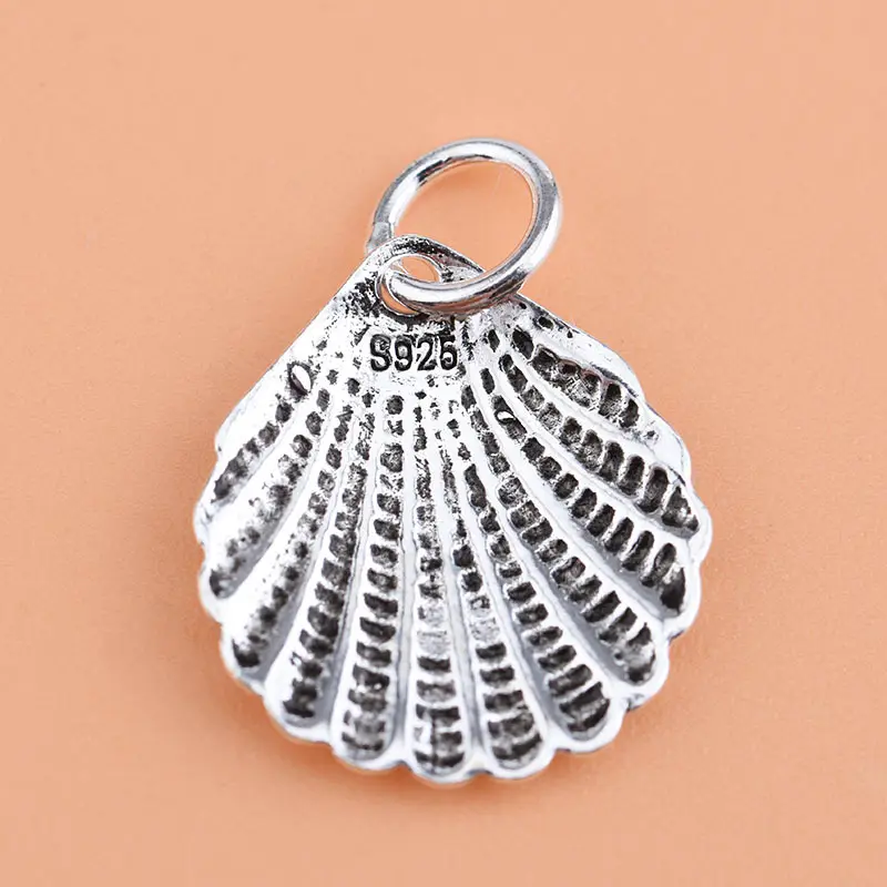 925 Sterling Silver Seashell Pendant Antique Silver Sea Creature Shell Charm For Diy Bracelet Necklace Pendant Accessories