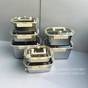 Stainless Steel Food Storage Container Rectangle Clip On <b>Lid</b> <b>Microwave</b> Safe For Travel Picnic Camping - Product Image 4