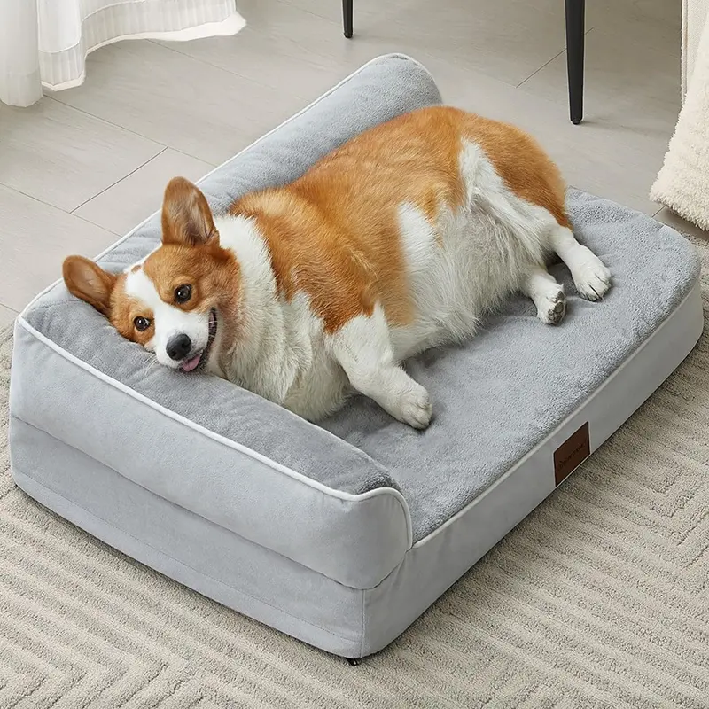 Letto personalizzato per animali domestici di lusso Ultra morbido tessuto corto peluche lavabile grande letto per cani con fondo antiscivolo