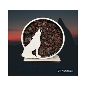 Caja de recuerdos personalizada con ágatas de Lake Superior y vidrio de playa, diseño de lobo - Product Image 4