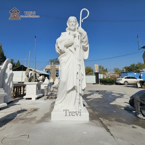 Estatua de Mármol de Tamaño Real del Buen Pastor con Lámpara, Escultura Cristiana para Jardín Exterior, Gran Venta TREVI - Product Image 5