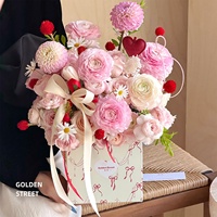 Matériaux DIY faits main pour l'emballage floral : Arrangement de bouquet en seau cylindrique en carton, style français, pour bouquets à nœuds.
