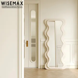 WISEMAX mobilya yaratıcı ev ayna mobilya tam uzunlukta ayakta zemin ayna oturma odası dekoratif dalgalı bej ayna