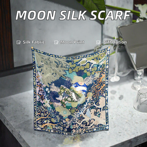 New Hot Selling Spring Moon Printing Square <b>Silk</b> <b>Scarf</b> 14mm Twill Large Size Skin Friendly <b>Women's</b> Mulberry <b>Silk</b> <b>Scarf</b> Wholesale - Product Image 2