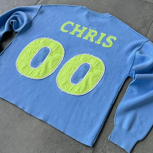 Pull en maille ample vintage avec patchs de lettres en coton 100% personnalisés avec logo OEM ODM - Product Image 6