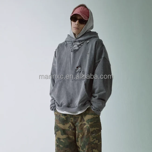 Sang Trọng Y2K Cổ Điển Áo 600 800 1000 GSM 100% Cotton Thời Trang Đường Phố Nặng Người Đàn Ông Hoodies Đau Khổ Rửa Axit Ripped Áo - Product Image 1